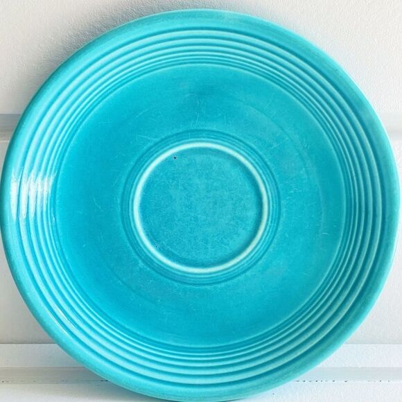 Vintage Fiesta Pottery Saucer Plate in Original Turquoise Glaze 1937-1969 - Picture 2 of 3